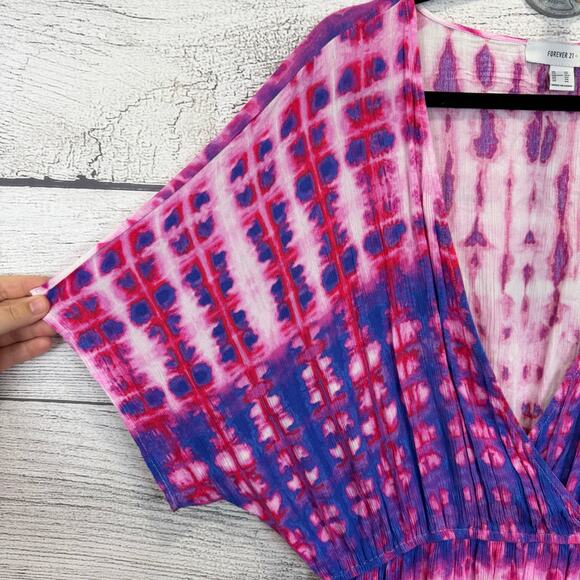 Forever 21 Plus Size Purple & Pink Tie Dye V-Neck Lightweight Dress Size 3X - Picture 3 of 9
